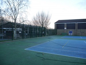 The new fence is in and the courts have been prepared for the new surface.